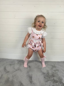 Ceyber Baby Girls Pink Teddy Romper