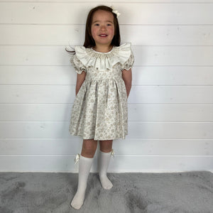 Ceyber Girls Tan Smocked Collar Dress