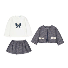 Load image into Gallery viewer, Mayoral Girls Navy Tweed-Knit Skirt Set