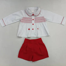 Load image into Gallery viewer, Mabini Boys Red Smock Short Set