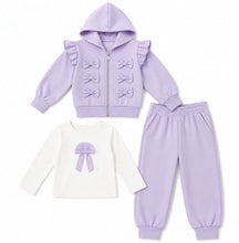 Load image into Gallery viewer, Giorgio Bambini Older Girls Lilac Bow 3 Piece Lounge Set