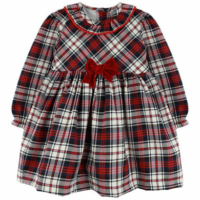 Baby Ferr Older Girls Red and Navy Tartan Dress
