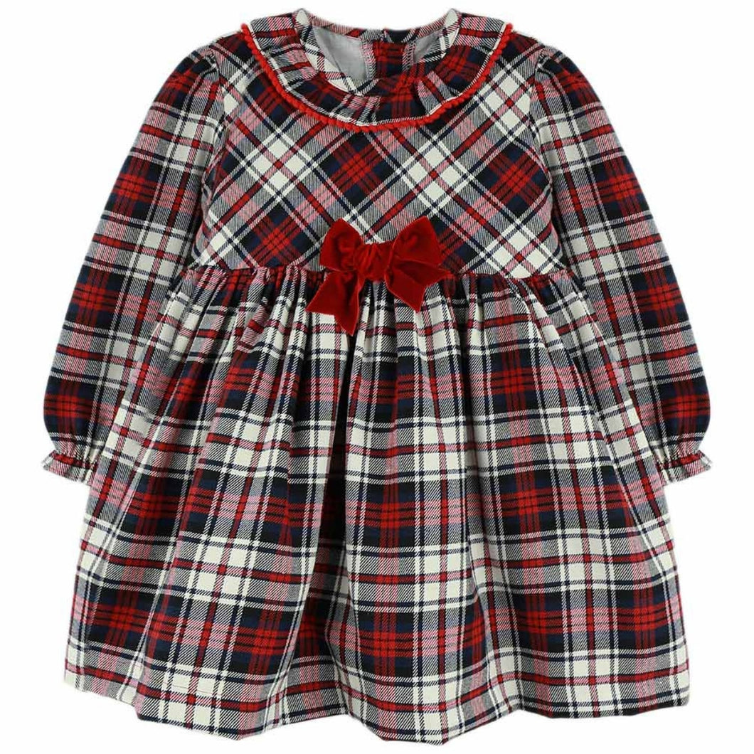 Baby Ferr Older Girls Red and Navy Tartan Dress