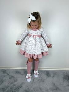 Ceyber Dusky Pink and White Dress