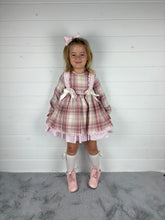 Load image into Gallery viewer, Ceyber Girls Double Bow Cream and Pink Dress