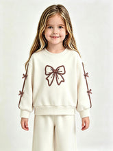 Load image into Gallery viewer, Giorgio Bambini Cream Bow Flare Lounge Set