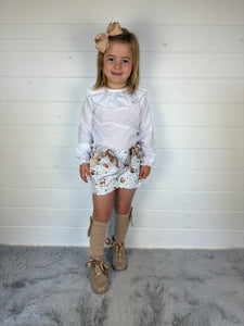 Ceyber Girls Tan Woodland Short Set