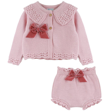 Dulce De Fresa Baby Girls Dusky Pink Knit Set