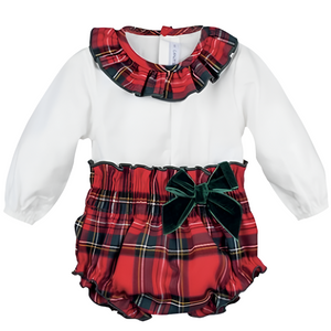 Calamaro Baby Girls Red Tartan Jam Set