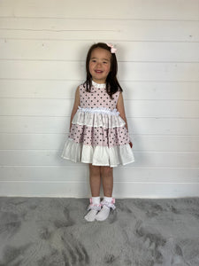 Ceyber Girls Pink Polka Puffball Style Dress