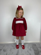 Load image into Gallery viewer, Mabini Girls Burgundy Smock Dress