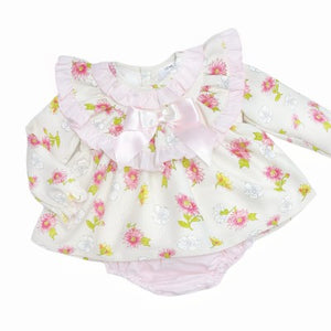 Wee Me Baby Girls Pink and Cream Frill Jam Set