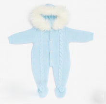 Load image into Gallery viewer, Kleo Kids Blue Faux Fur Knitted All In One