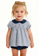 Load image into Gallery viewer, Dulce De Fresa Baby Girls Navy Dress &amp; Bloomers