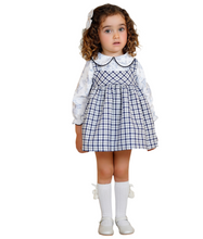 Load image into Gallery viewer, Dbb Collection Baby Girls Navy Blue Pinafore Dress PRE ORDER