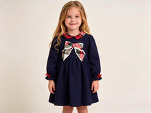 Load image into Gallery viewer, PRE ORDER Deolinda Navy Tartan Bow Dress