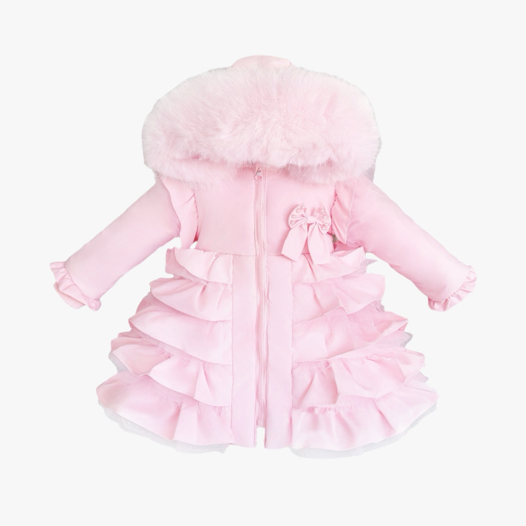 Wee Me Pink Ruffle Bow Front Coat