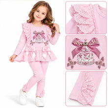 Load image into Gallery viewer, Giorgio Bambini Older Girls Pink Frill Carousel Legging Set