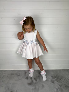 Ceyber Girls Pink Waffle Double Bow Dress