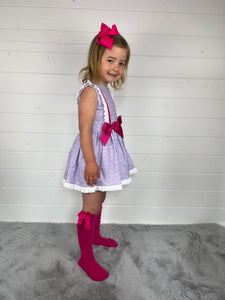 Ceyber Girls Lilac Cherry Double Bow Dress