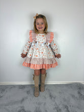 Load image into Gallery viewer, Ceyber Tan and Orange Pumpkin Print Dress