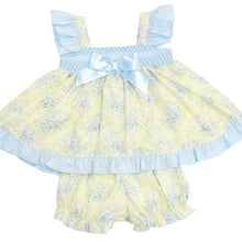 Load image into Gallery viewer, Wee Me Baby Girls Lemon and Blue Dress 3M-24M