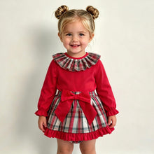 Load image into Gallery viewer, Ceyber Older Girls Red &amp; Green Tartan Skirted Jam Set