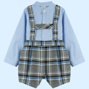 Baby Ferr Grey & Blue Check H-Bar Set