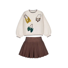 Load image into Gallery viewer, Mayoral Girls Tricot Coffee Handbag Skirt Set