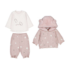 Load image into Gallery viewer, Mayoral Baby Girls Pink 3 Piece Hooded Bunny Lounge Set