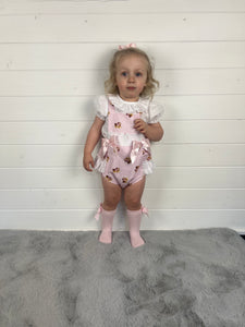 Ceyber Baby Girls Pink Teddy Romper