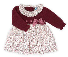 Load image into Gallery viewer, Sardon Baby Girls Plum Floral Half Knit Dress