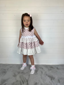 Ceyber Girls Pink Polka Puffball Style Dress