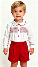 Load image into Gallery viewer, Mabini Boys Red Smock Short Set