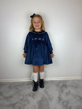 Load image into Gallery viewer, Dulce De Fresa Navy Velvet Dress