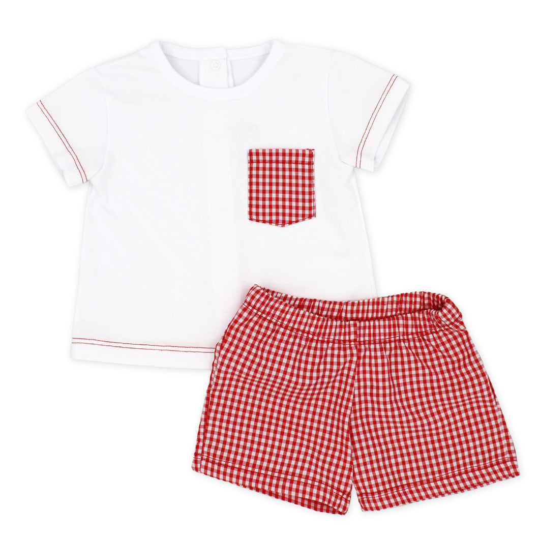 Rapife Boys Red Gingham Short Set