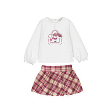 Load image into Gallery viewer, Mayoral Girls Raspberry Plaid Handbag Skirt Set