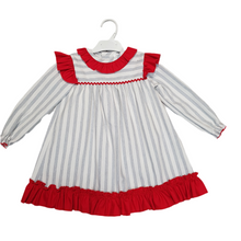 Load image into Gallery viewer, Ceyber Older Girls Red and Grey Stripe Dress