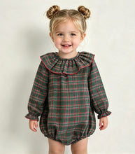 Load image into Gallery viewer, Ceyber Baby Girls Green Tartan Romper