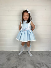Load image into Gallery viewer, Ceyber Girls Blue Waffle Double Bow Dress