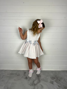 Ceyber Girls Pink Waffle Double Bow Dress