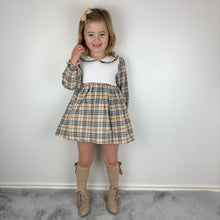 Load image into Gallery viewer, Mabini Girls Beige Check Smock Dress