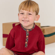 Load image into Gallery viewer, Rapife Boys Burgundy And Grey Check Short Set