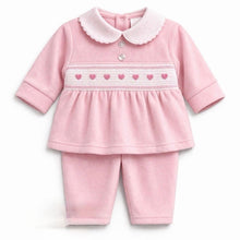 Load image into Gallery viewer, Kleo Kids Pink Velour Heart Two Piece Set