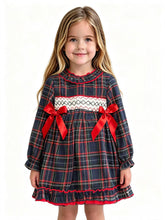 Load image into Gallery viewer, Beau Kid Girls Navy Tartan Dress