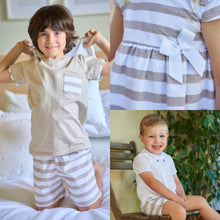 Load image into Gallery viewer, Rapife Baby Boys Tan and White Stripe Jam Set