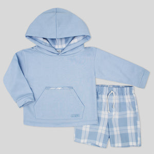 Rapife Older Boys Blue Check Short Set