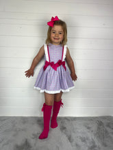 Load image into Gallery viewer, Ceyber Girls Lilac Cherry Double Bow Dress