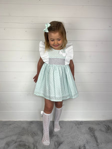 Ceyber Girls Mint Star Frill Shoulder Dress
