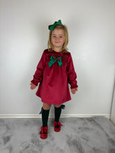 Load image into Gallery viewer, Ceyber Red and Green Velvet Dress